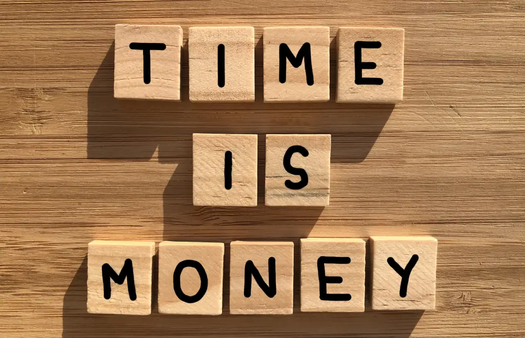 time is money in a wooden puzzle