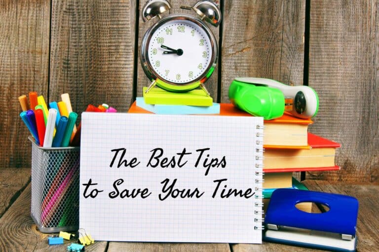 A clock and a some books with the best tips to save time