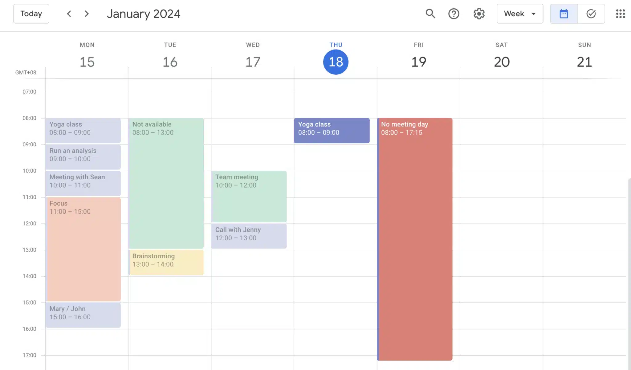 Google Calendar template 