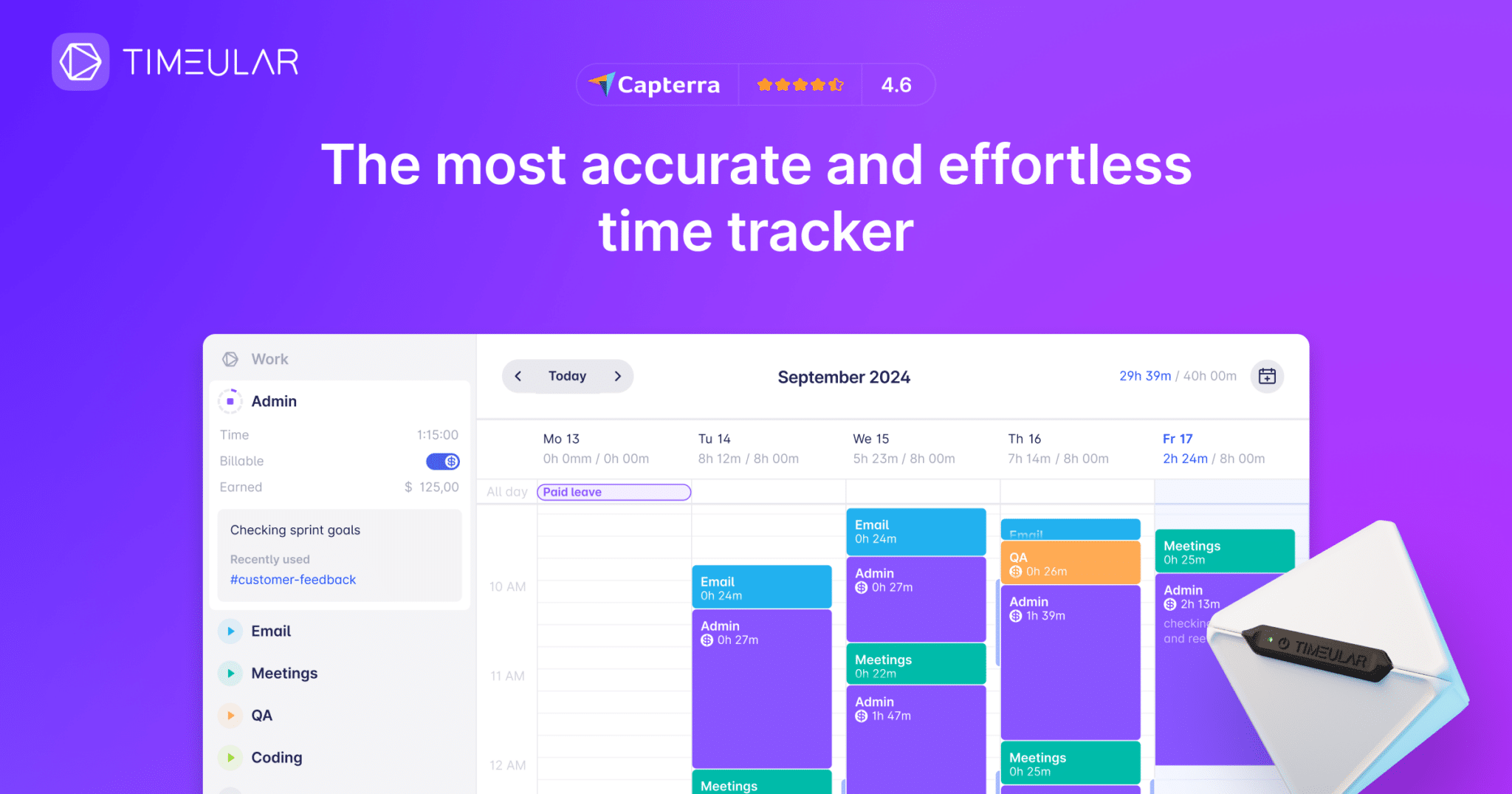 Preview image of website "Timeular – Time Tracking Software: Effortless, Smart, and Secure"