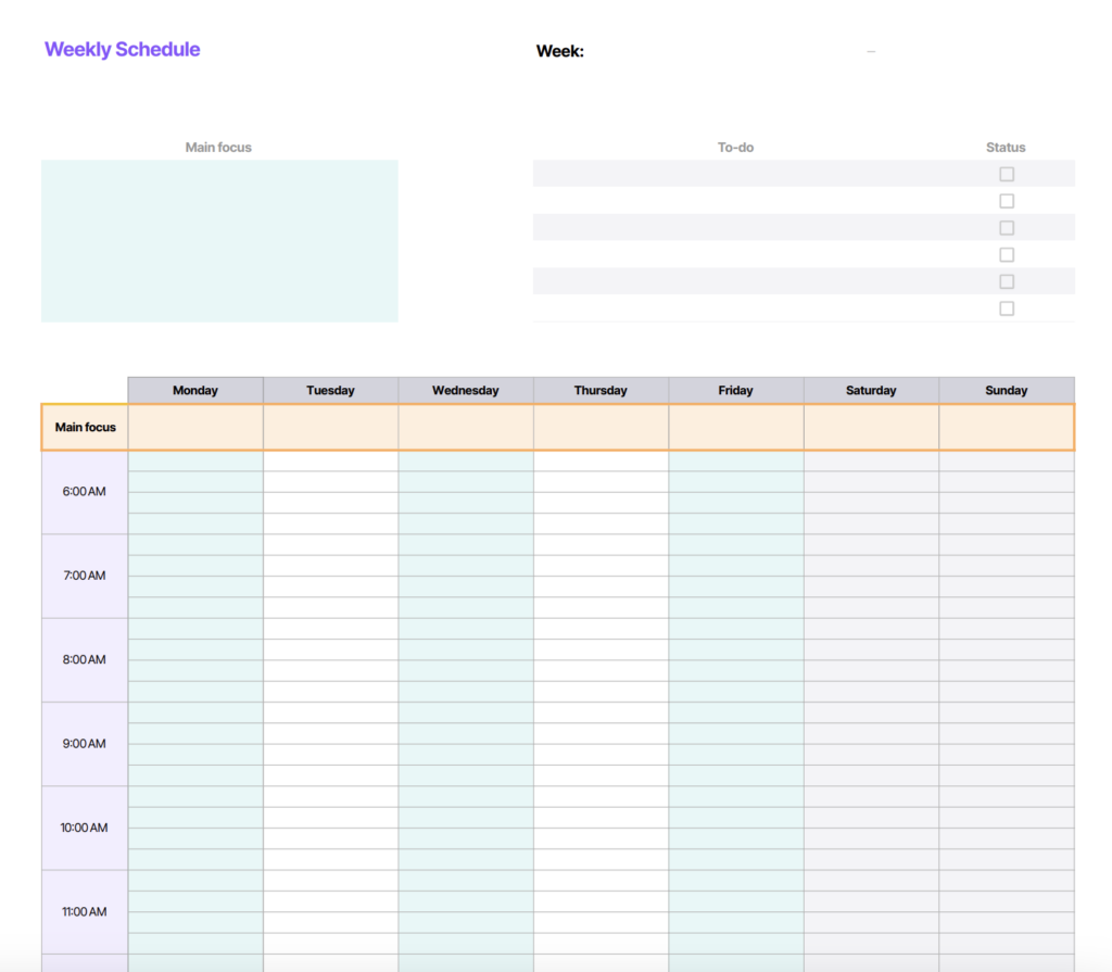 downloadable printable work schedule template