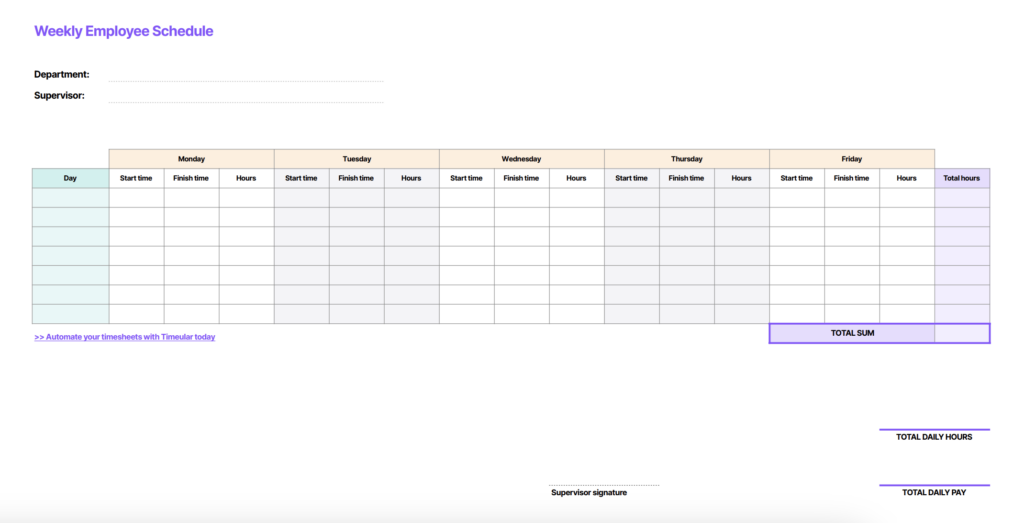 printable weekly work schedule