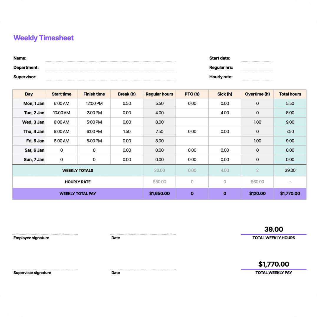 timesheet template